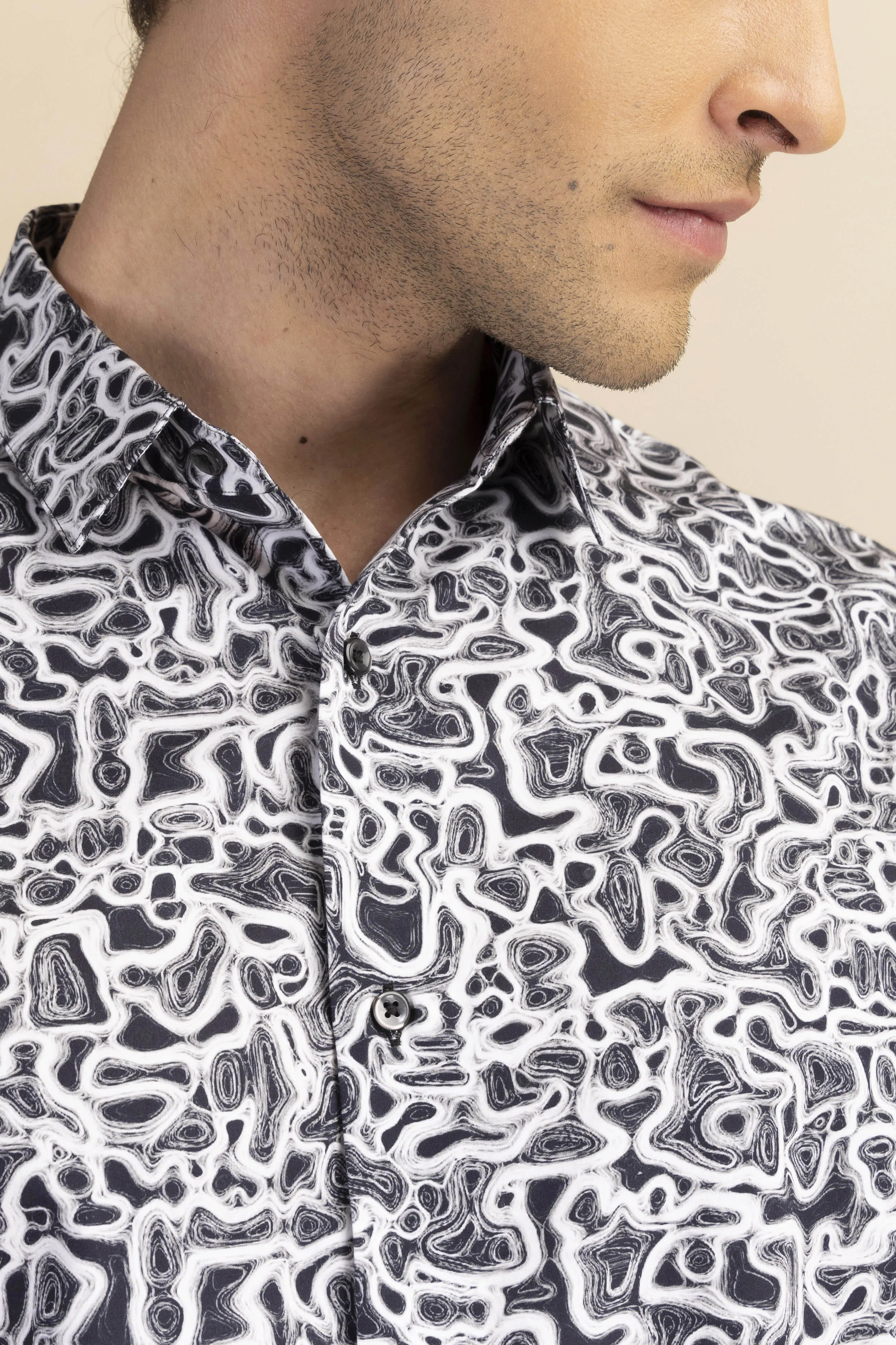 Abstract black & white satin shirt EOSS