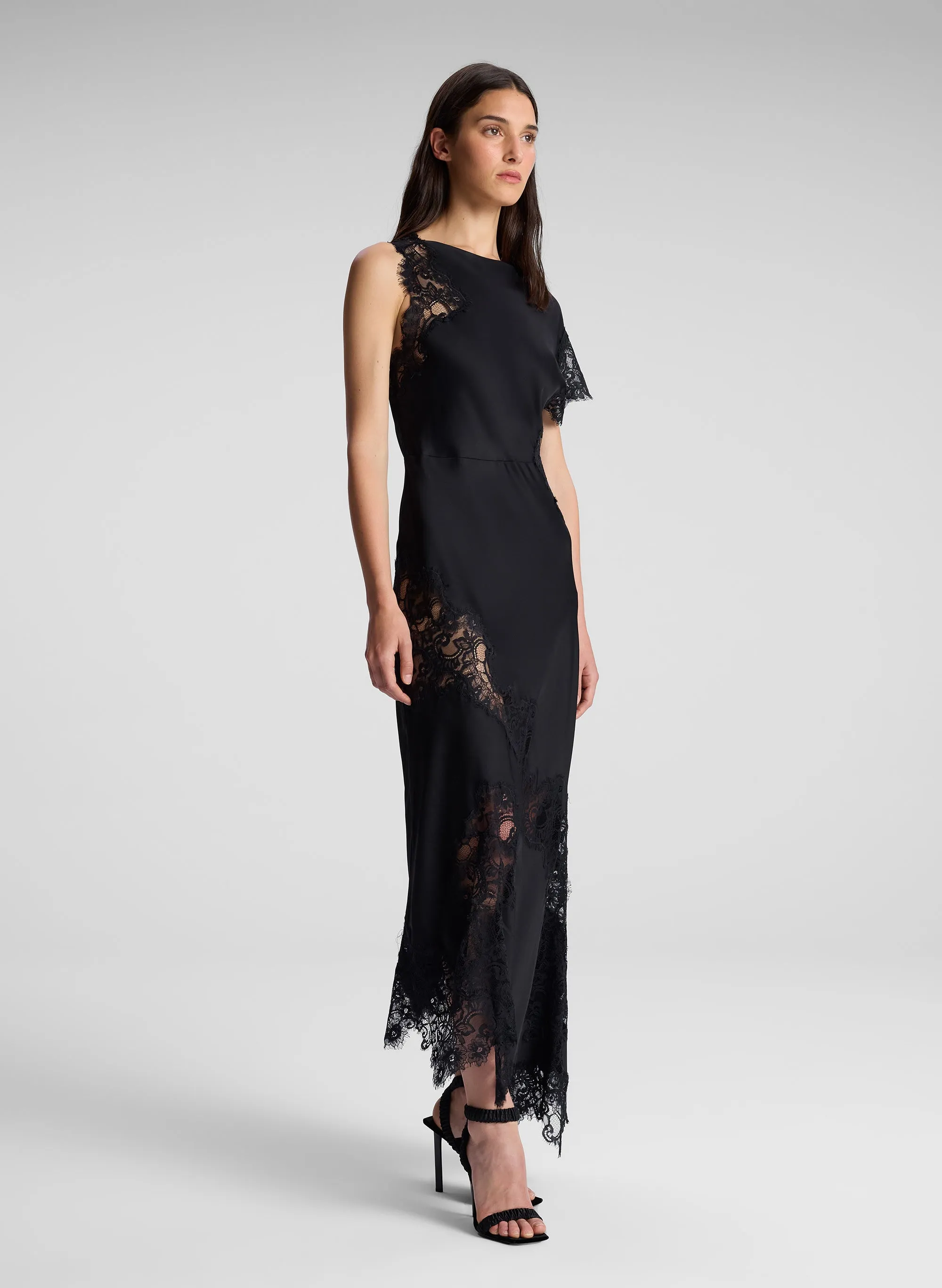 Alessia Satin and Lace Maxi Dress