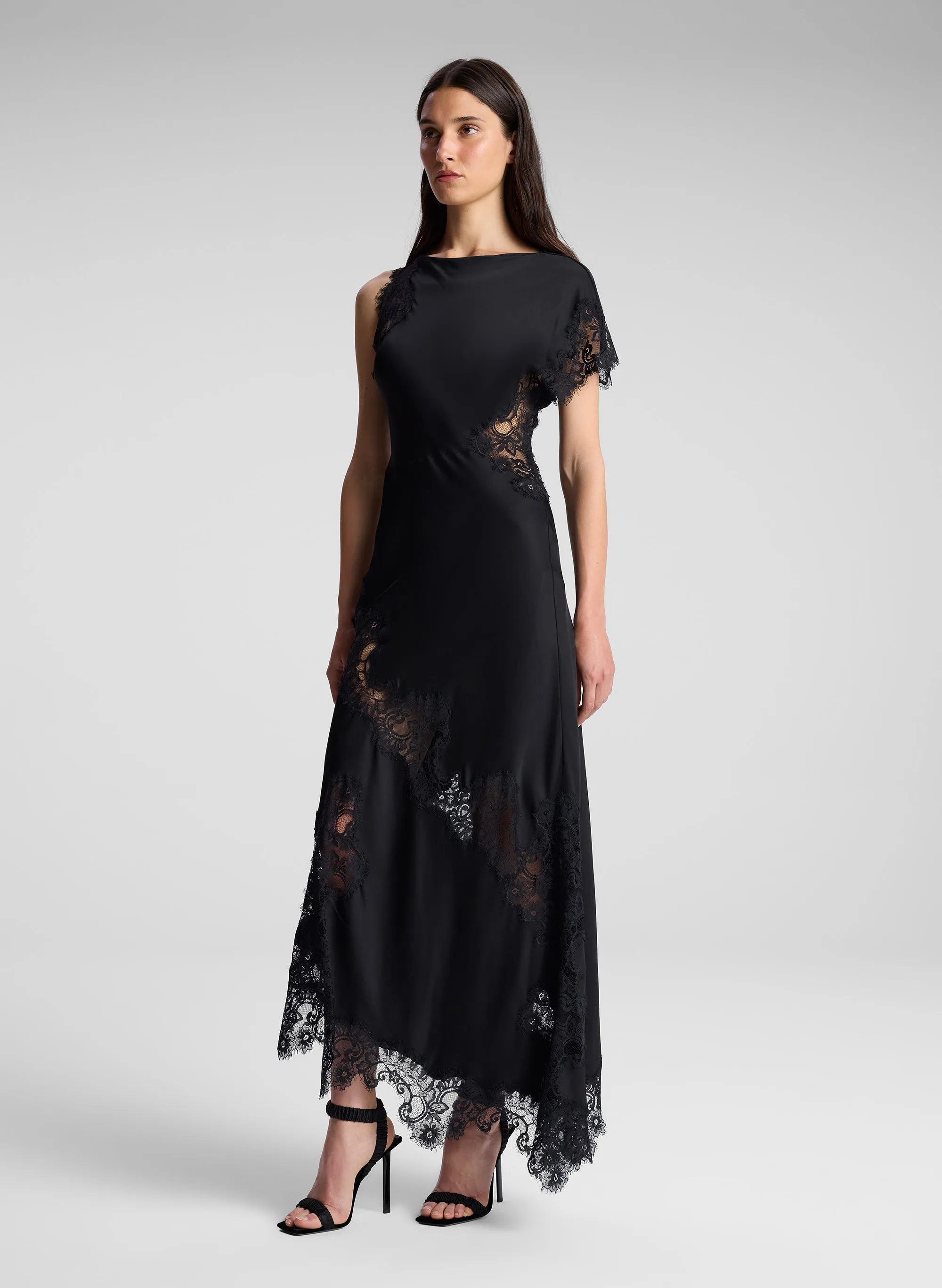 Alessia Satin and Lace Maxi Dress