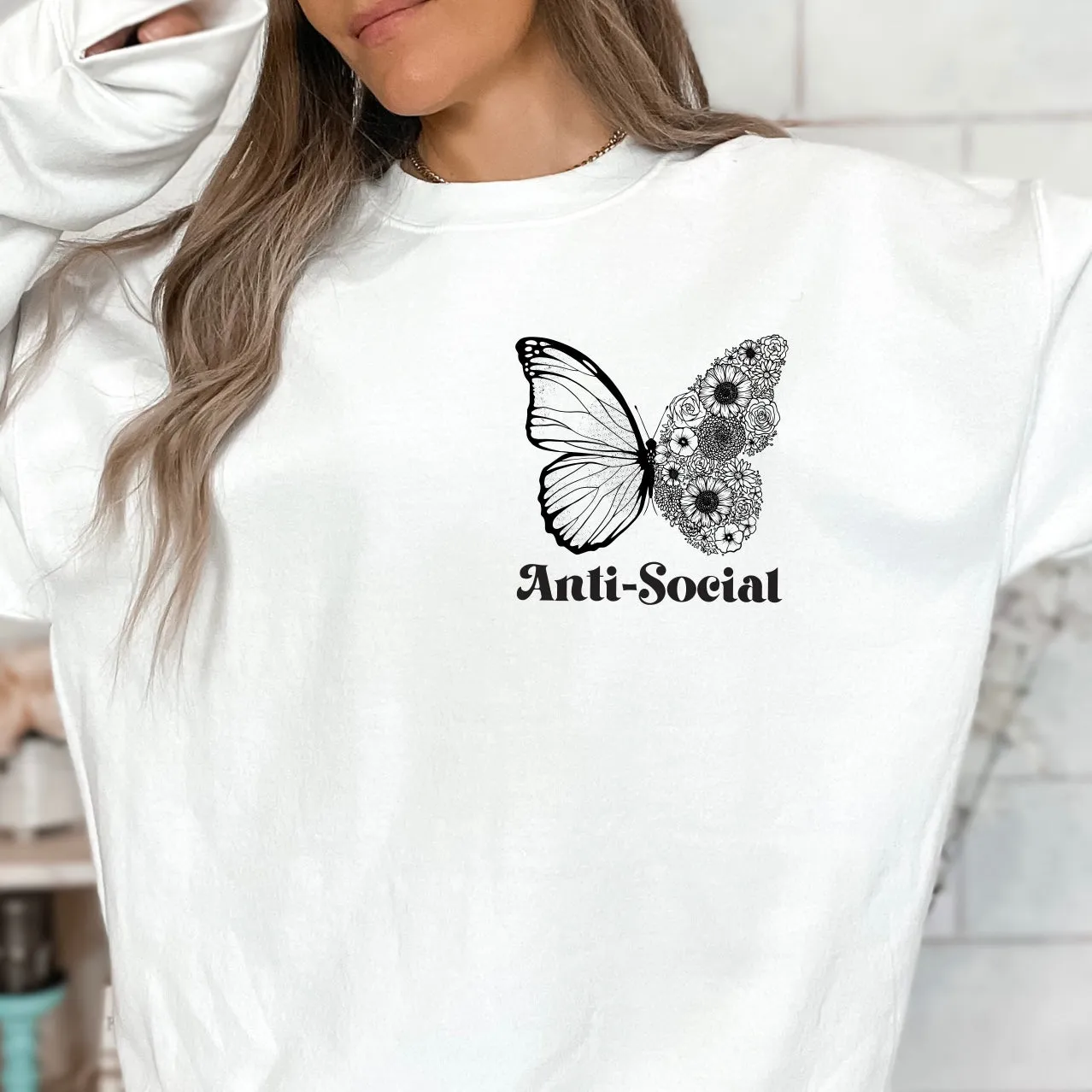 Anti-Social • White Sweatshirt