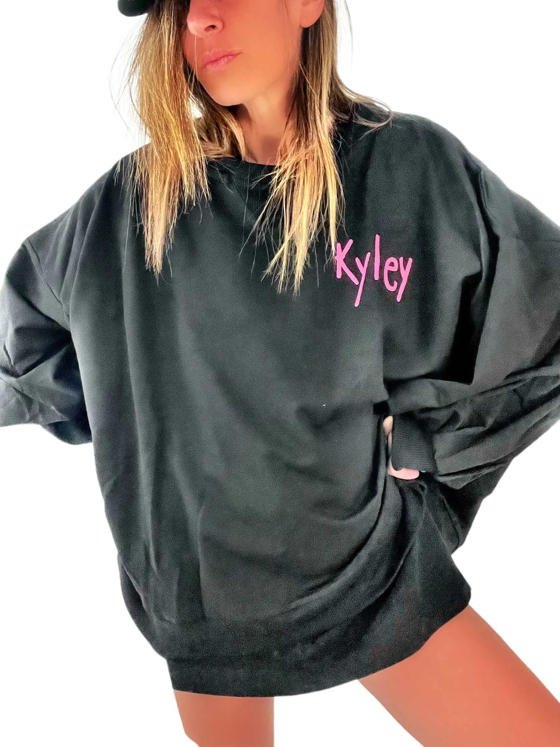 'Basic But Personalized' Painted Black Crewneck