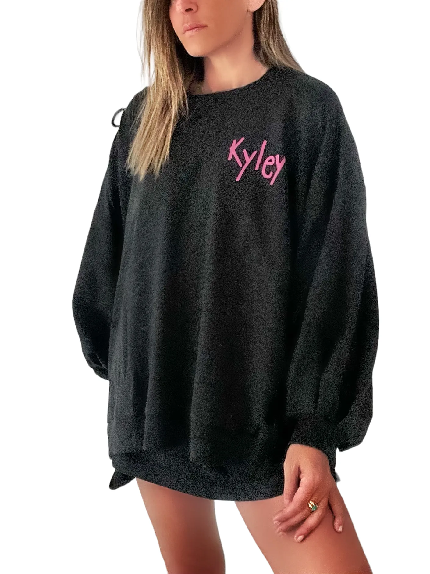 'Basic But Personalized' Painted Black Crewneck