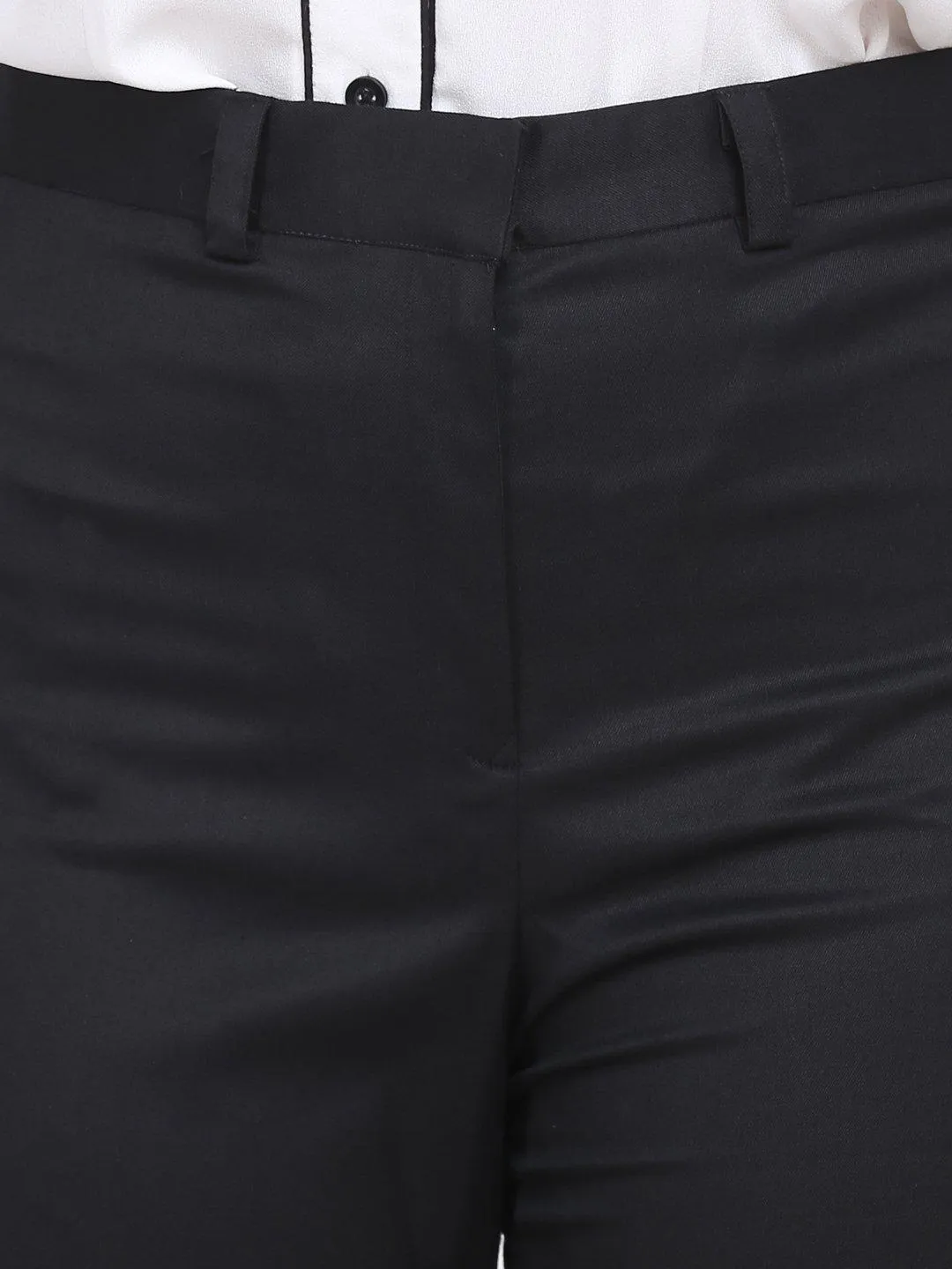 Black Poly Cotton Formal Trousers