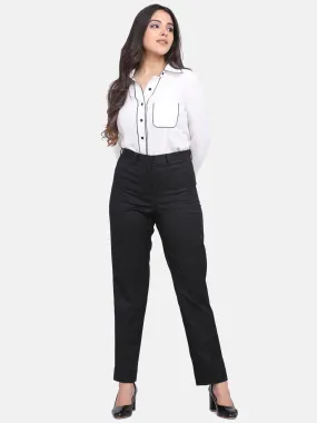 Black Poly Cotton Formal Trousers