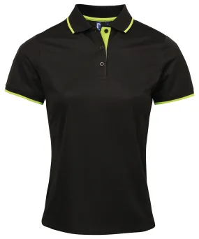 Black/Lime - Women's contrast Coolchecker® polo