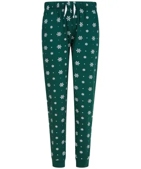 Bottle/White Snowflakes - Women's cuffed lounge pants