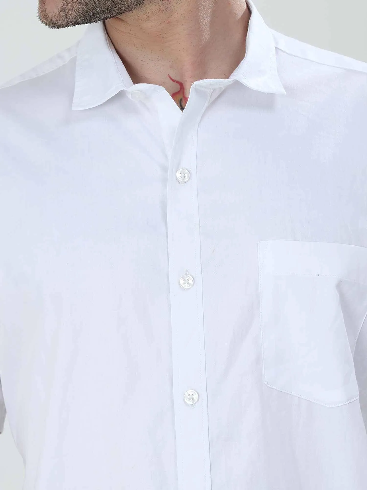 Bright White Solid Half Sleeve Shirt