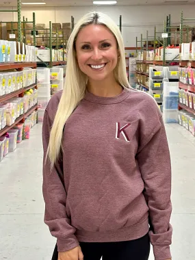 Burgundy Embroidered Initial Sweatshirt (S-XL)