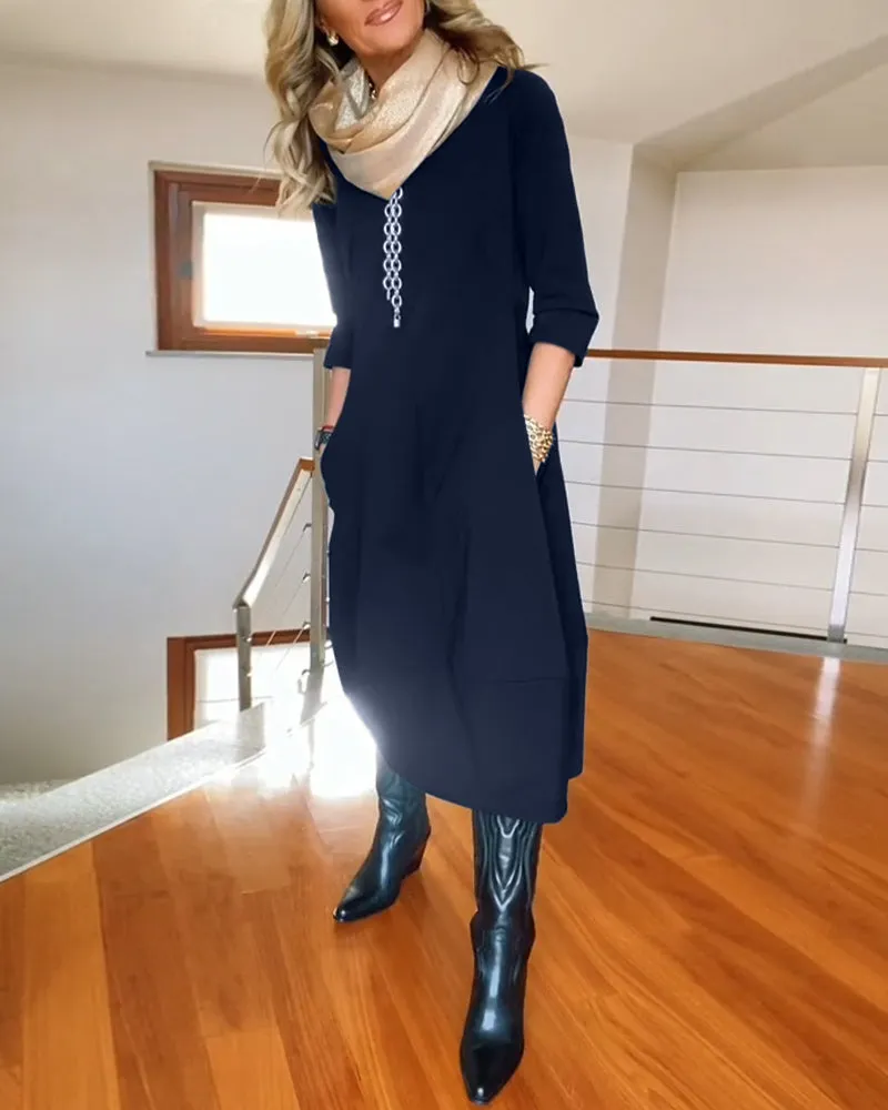 Celeste™ - Timeless Black Midi Dress