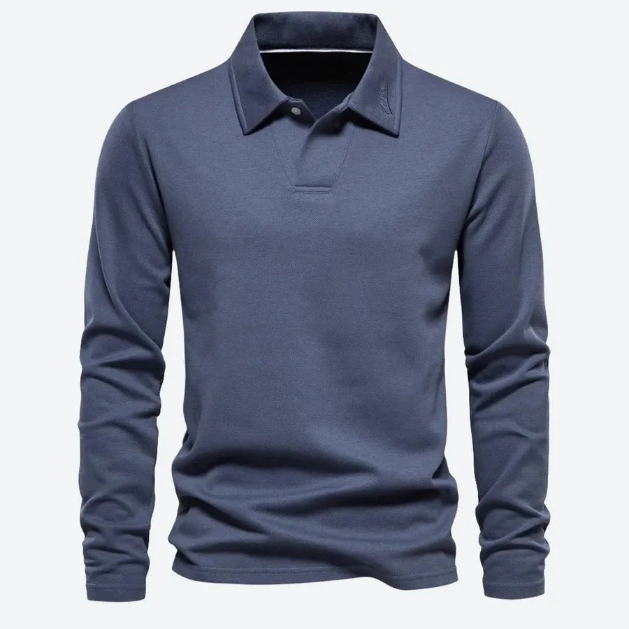 Classic Long-Sleeve Casual Polo Shirts