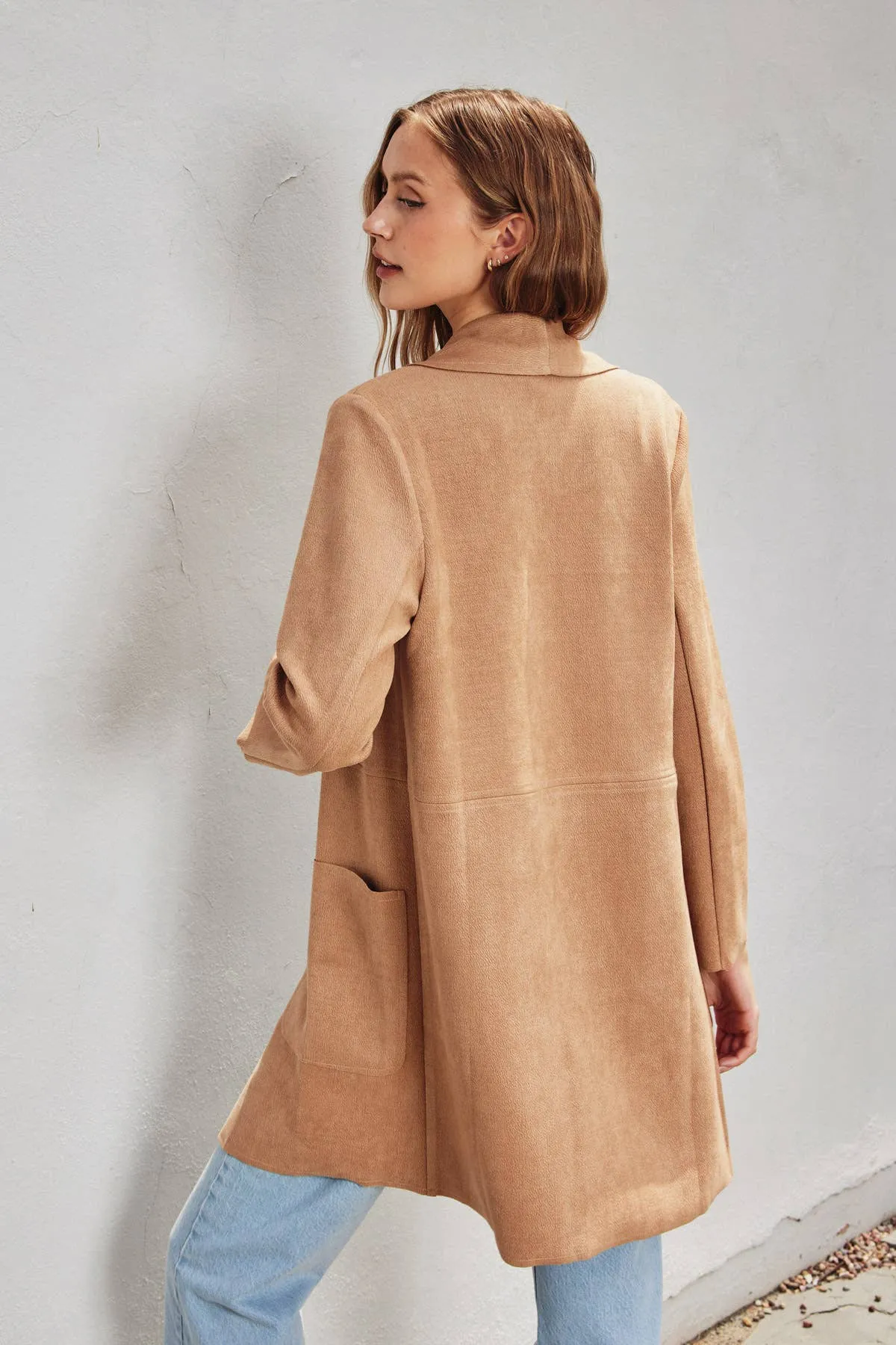 Dress Forum Skylar Open Front Coat, Tan