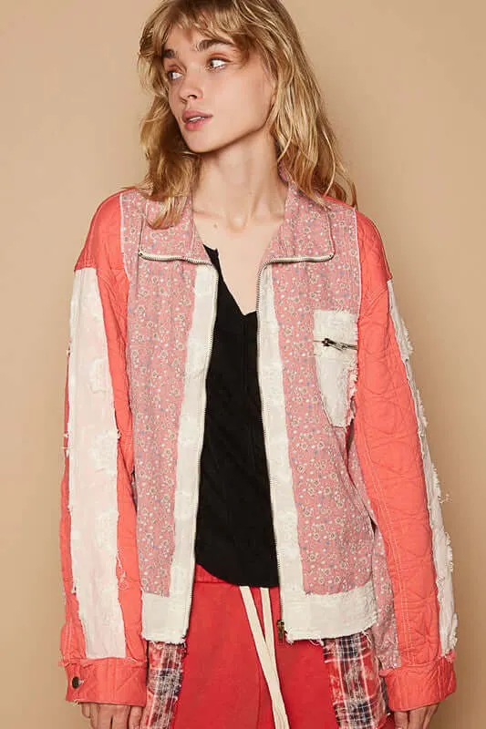 Floral Patchwork Zip Up Jacket