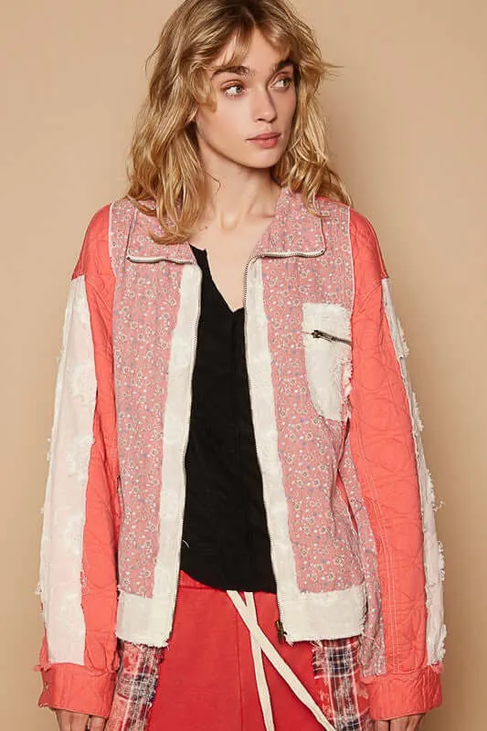 Floral Patchwork Zip Up Jacket