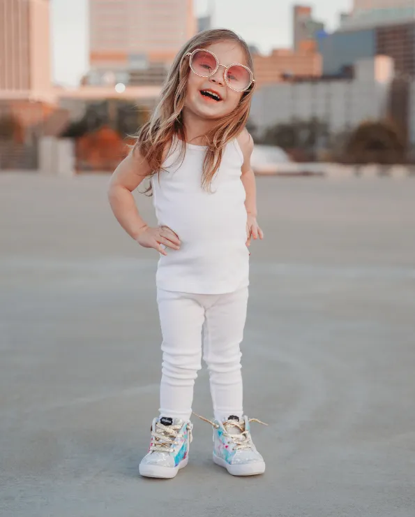 Girls Soft Organic Cotton Leggings | White