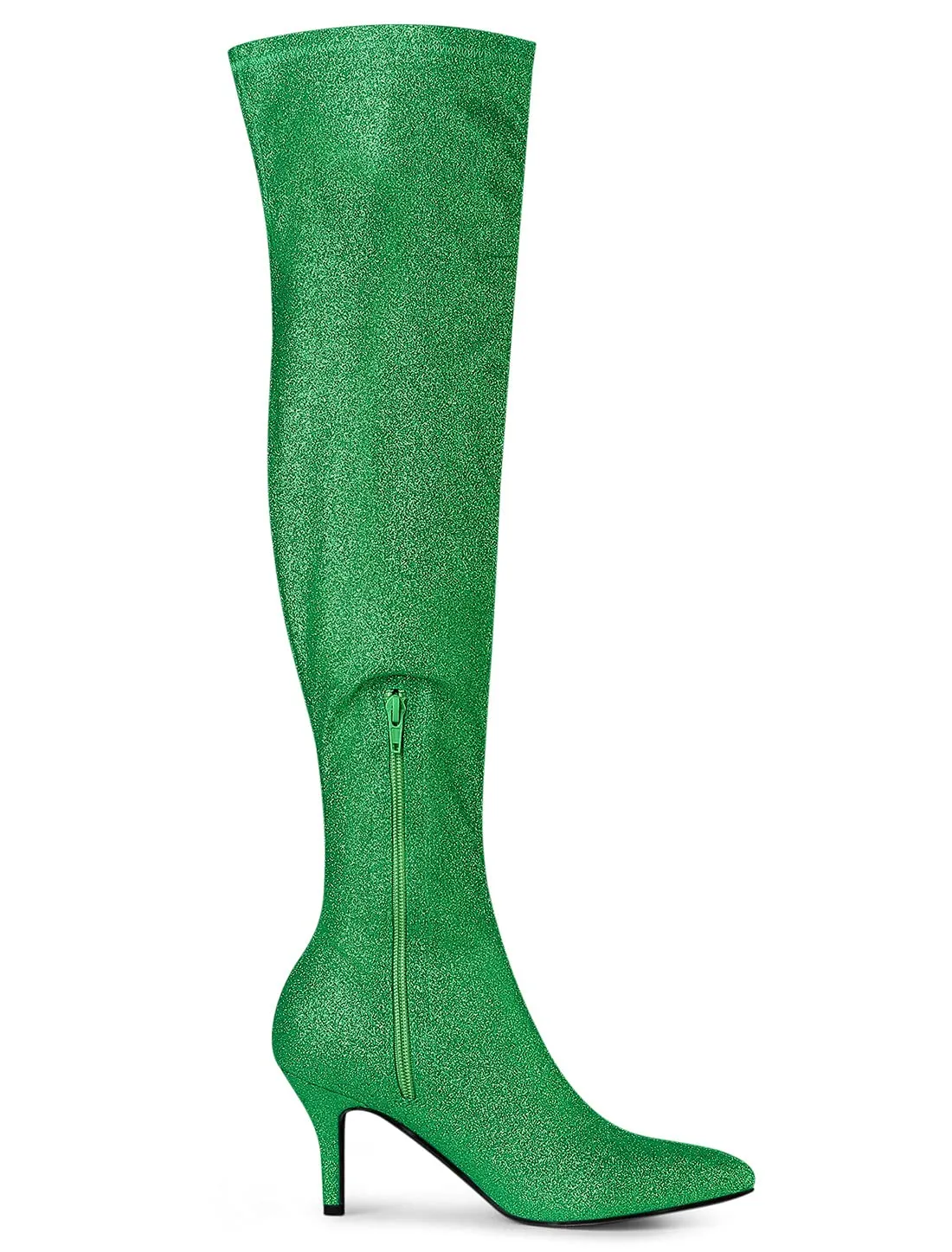 Green Stylish Glitter Over The Knee Boots