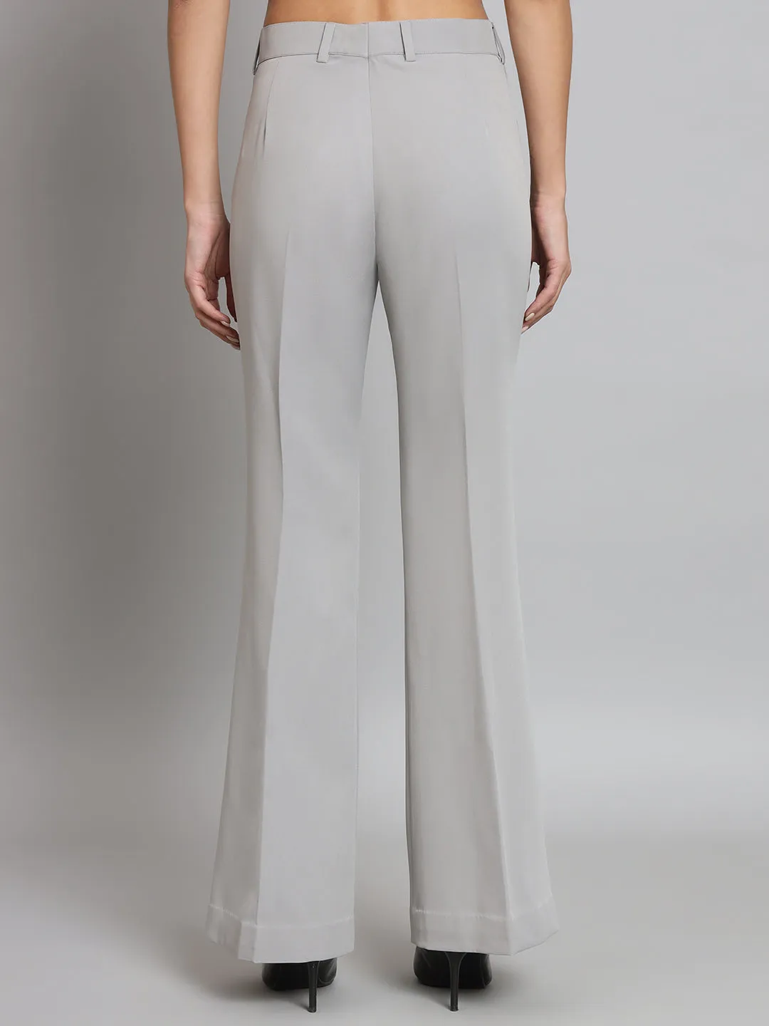 Grey Bell Bottom Stretch Trouser