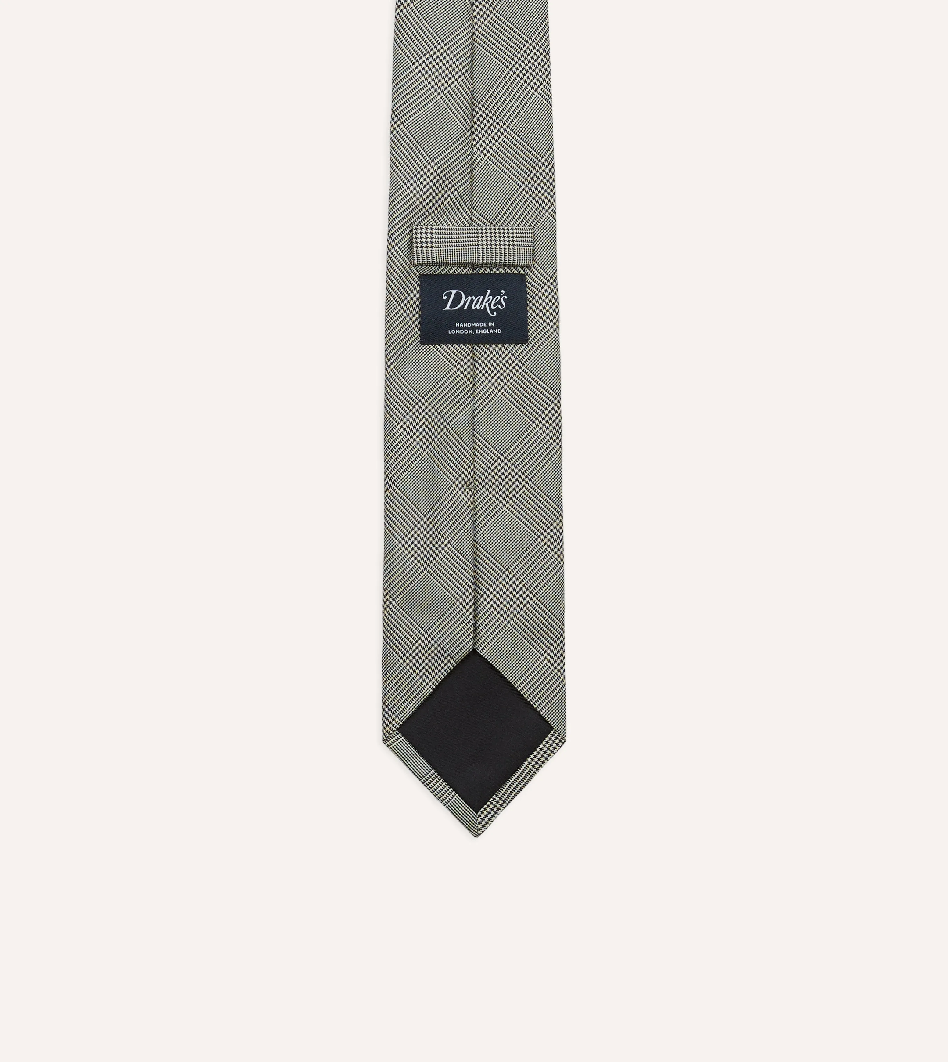 Grey Prince of Wales Check Tipped Silk Tie