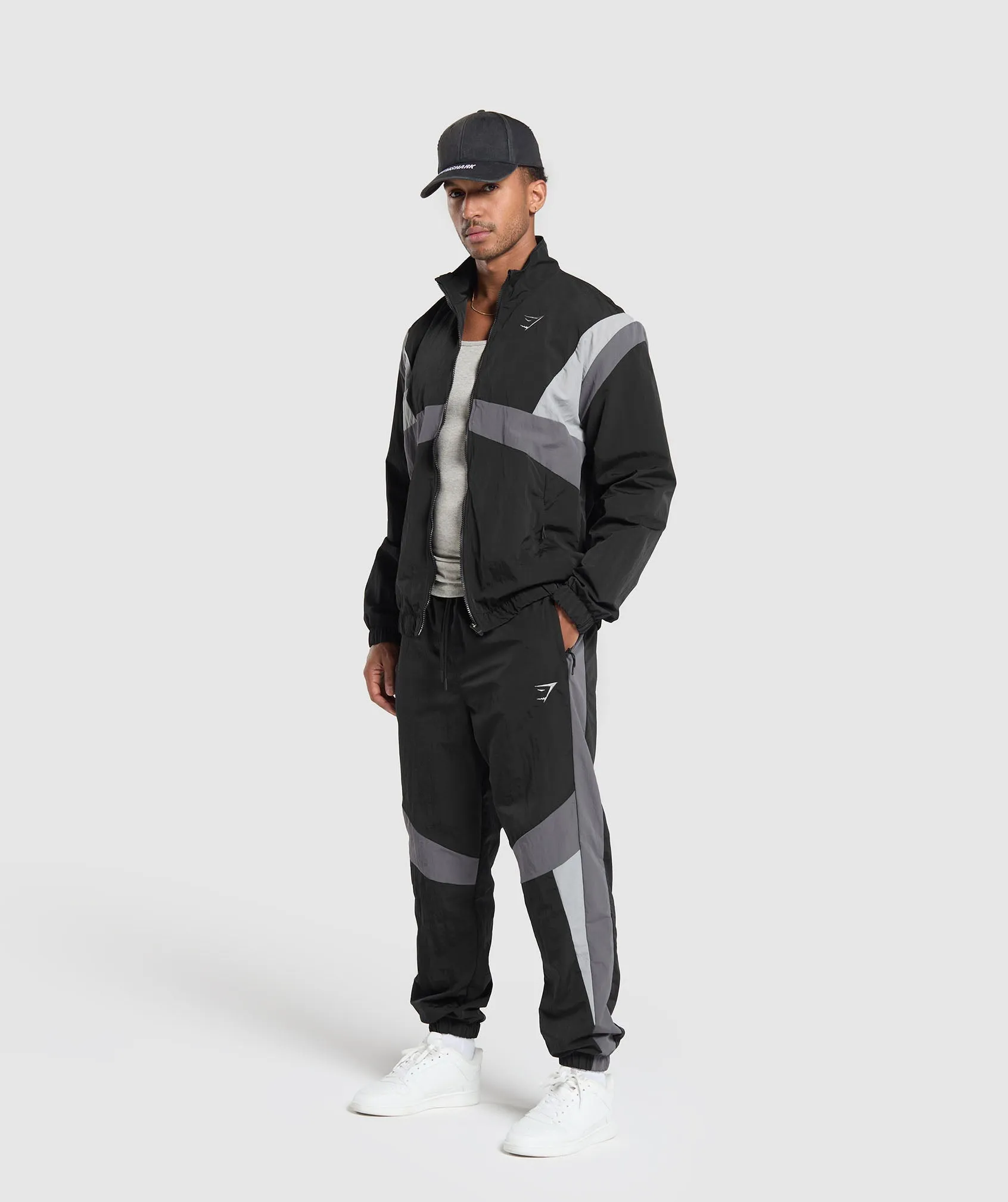 Gymshark Retro Track Pants - Black/Dark Grey/Smokey Grey