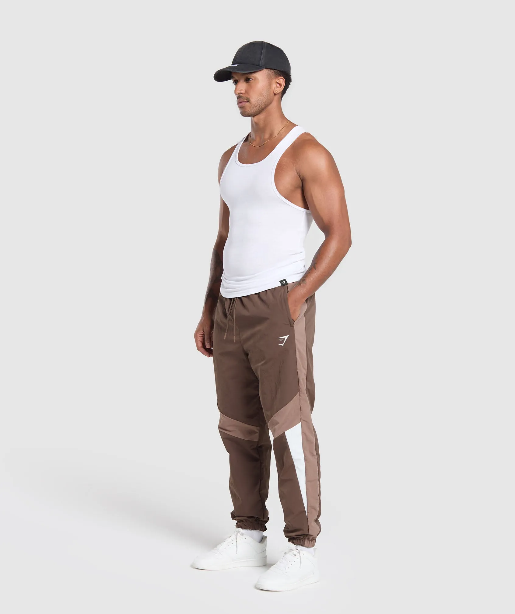 Gymshark Retro Track Pants - Walnut Brown/Mocha Mauve/Soft White