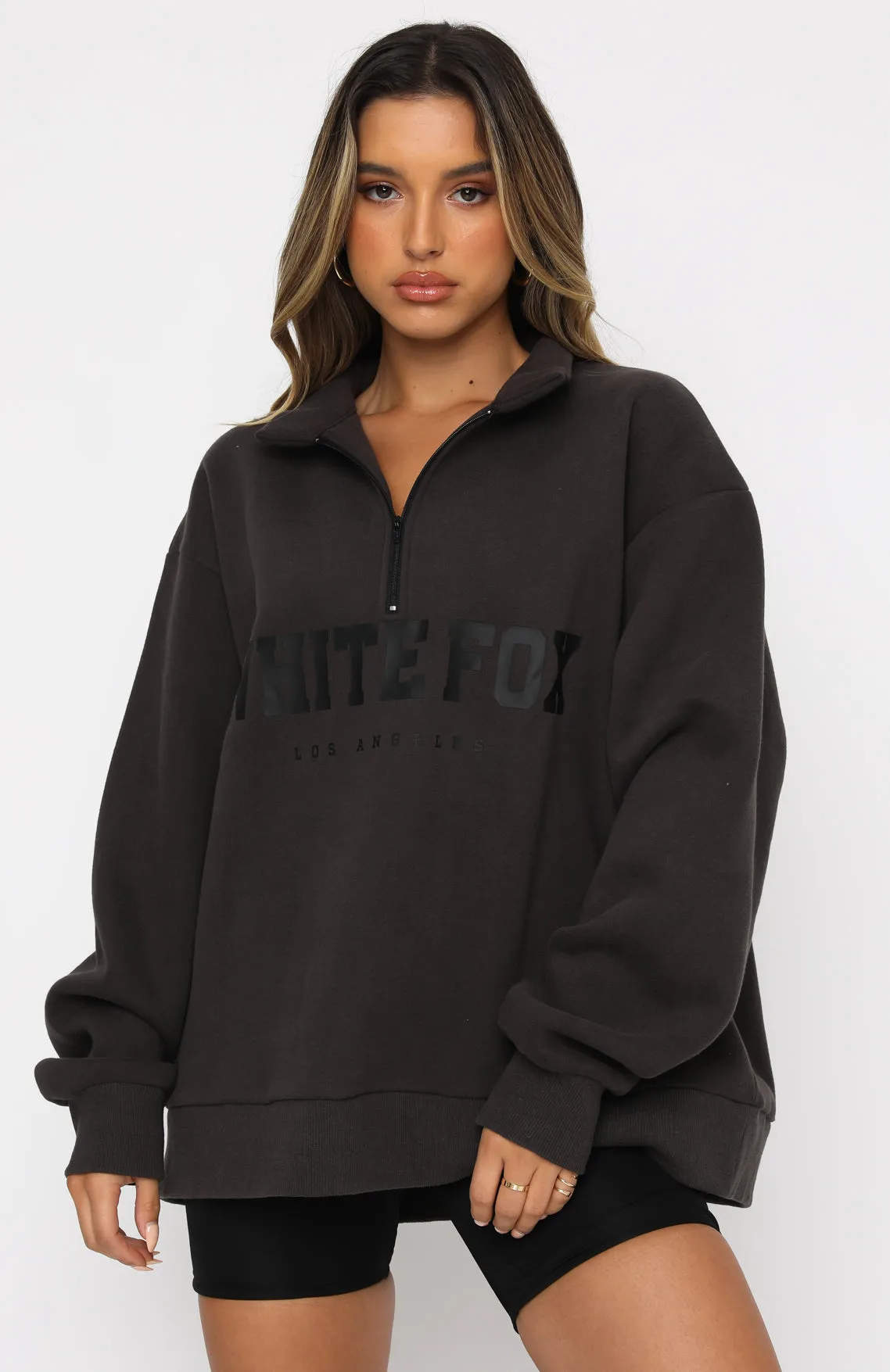 High Standard Zip Front Sweater Shadow