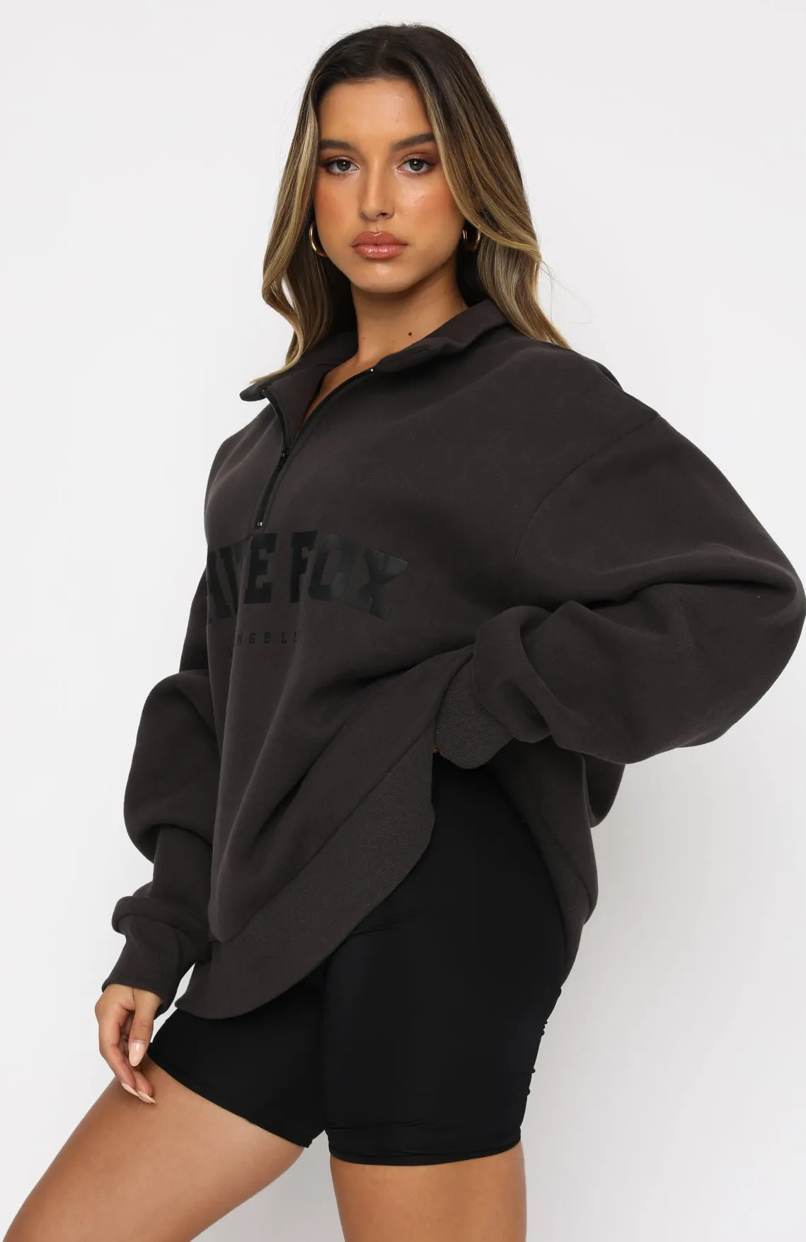 High Standard Zip Front Sweater Shadow