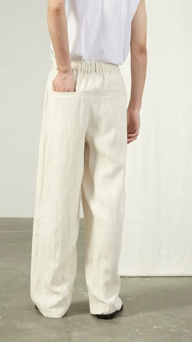 Linen Wide Leg Trousers with Pockets