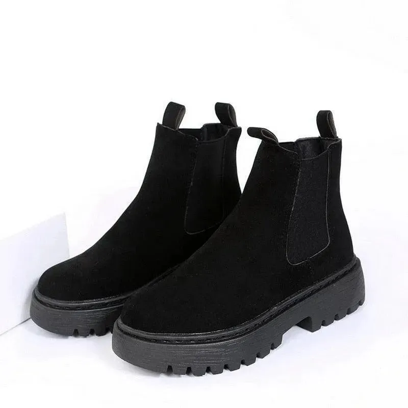 Low Black Suede Boots