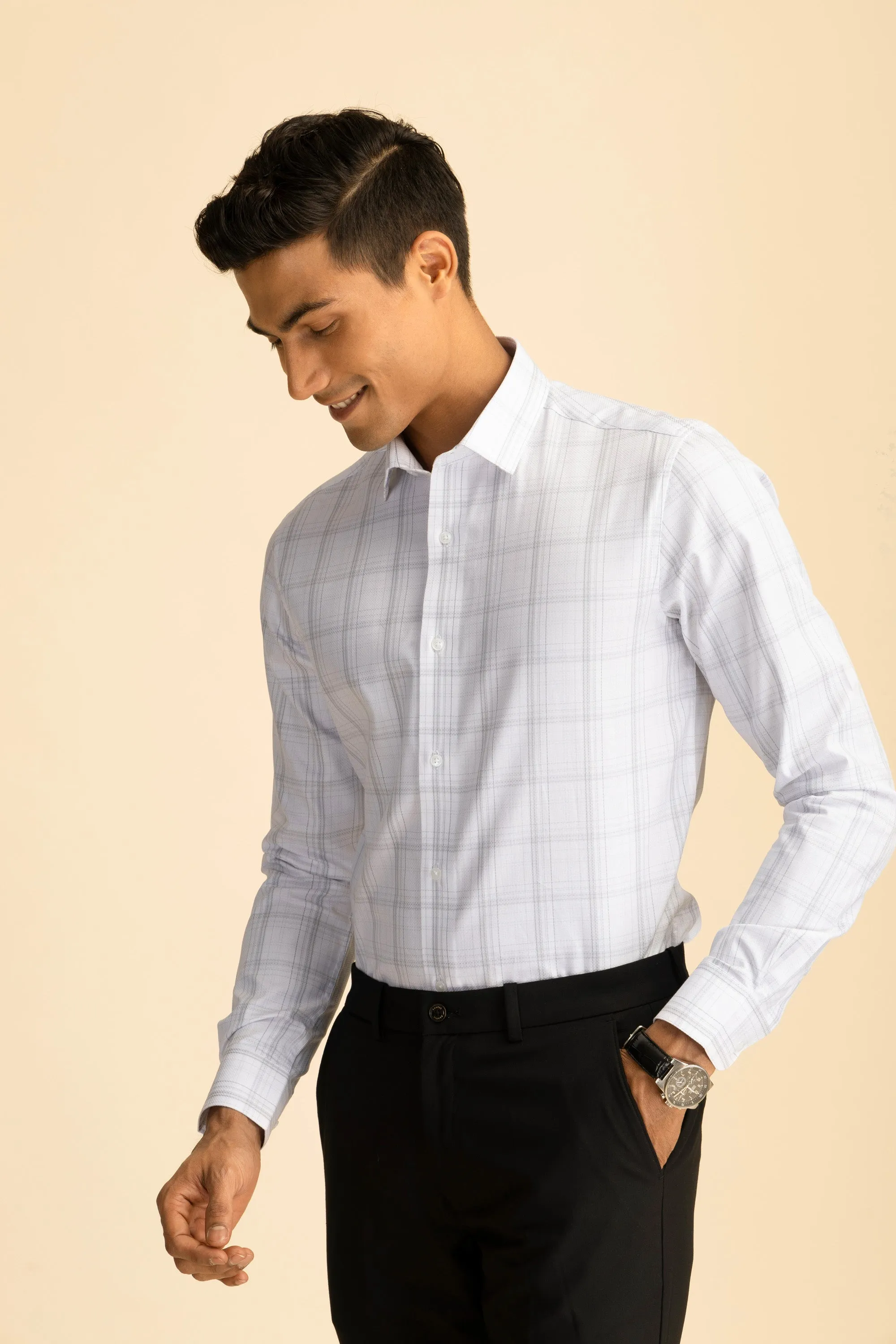 Marina White Check Shirt EOSS