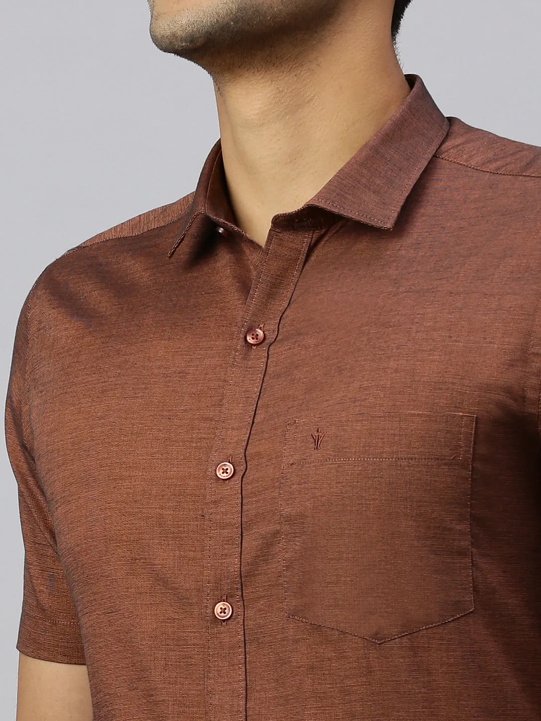 Men 100% Cotton Shirt Brown CL8 GF8