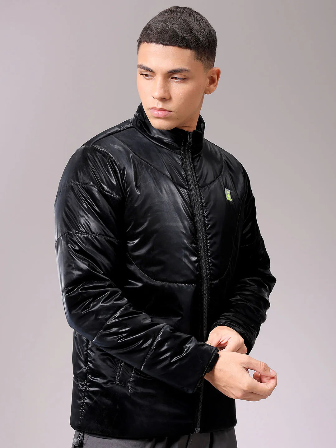 Men's Black Slim Fit Solid Jacket