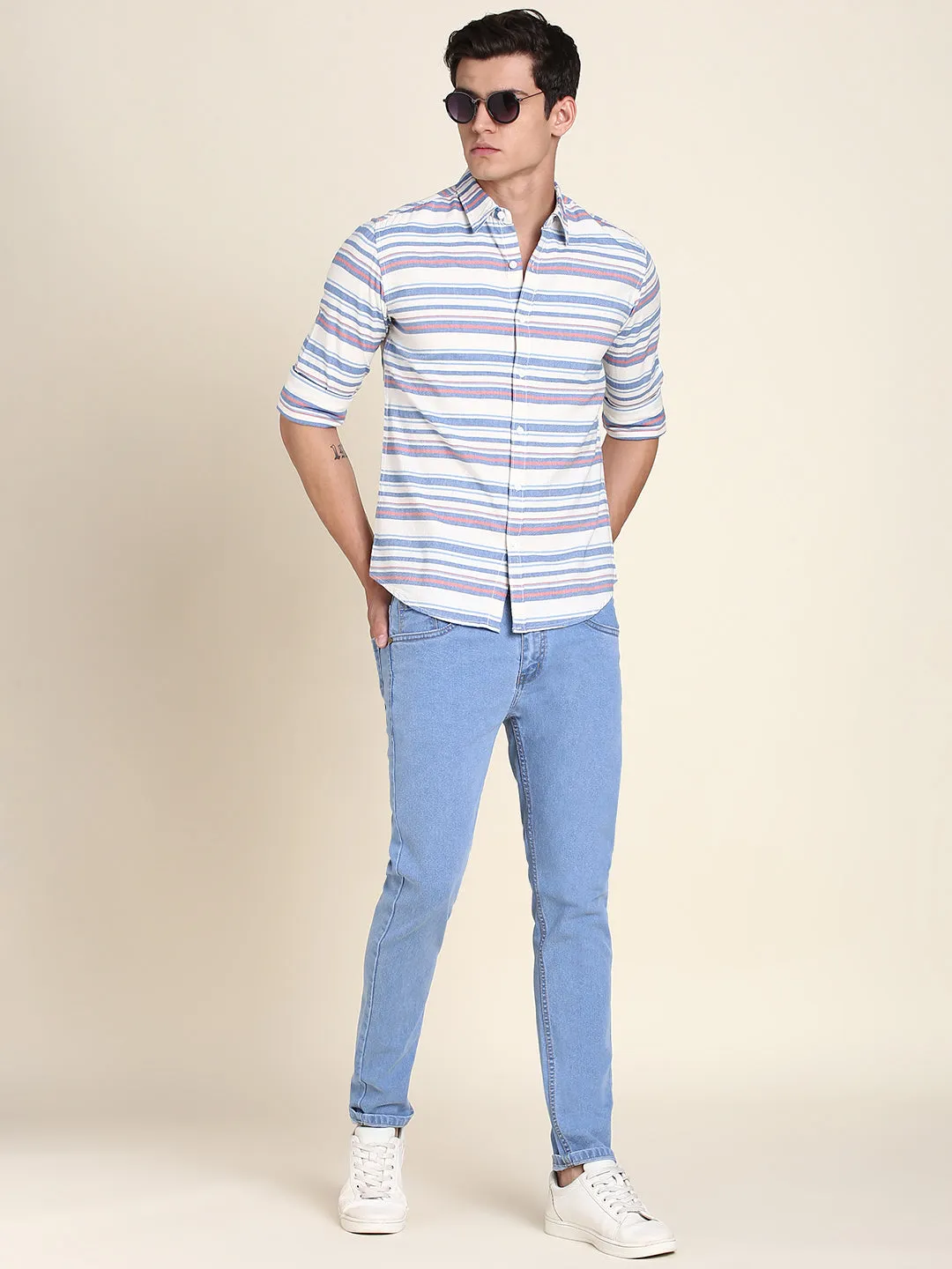 Men's Cream Stripe Shirts