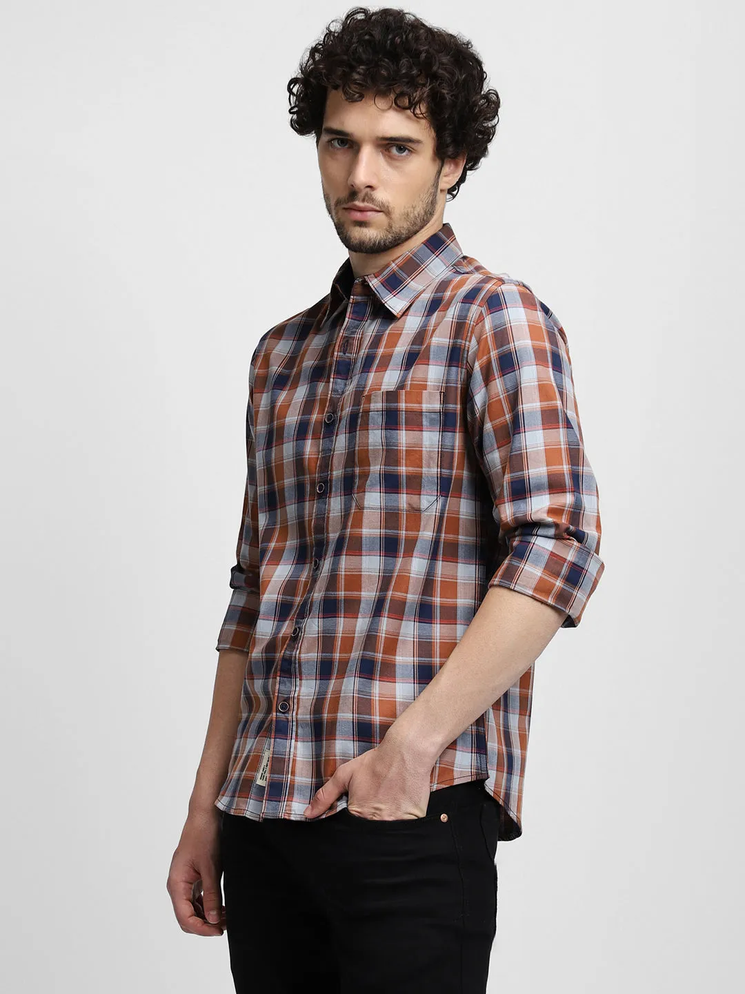 Men's Orange Casual Shirts