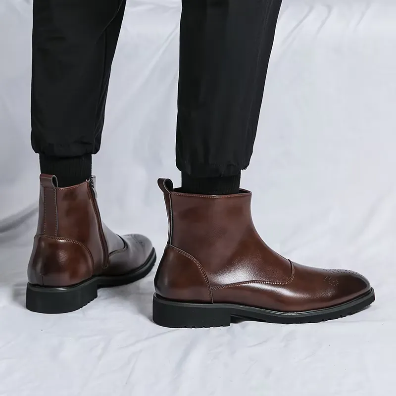 Men's Stylish Vegan Leather Oxford Boots with Zipper  | Eco-Friendly Materials