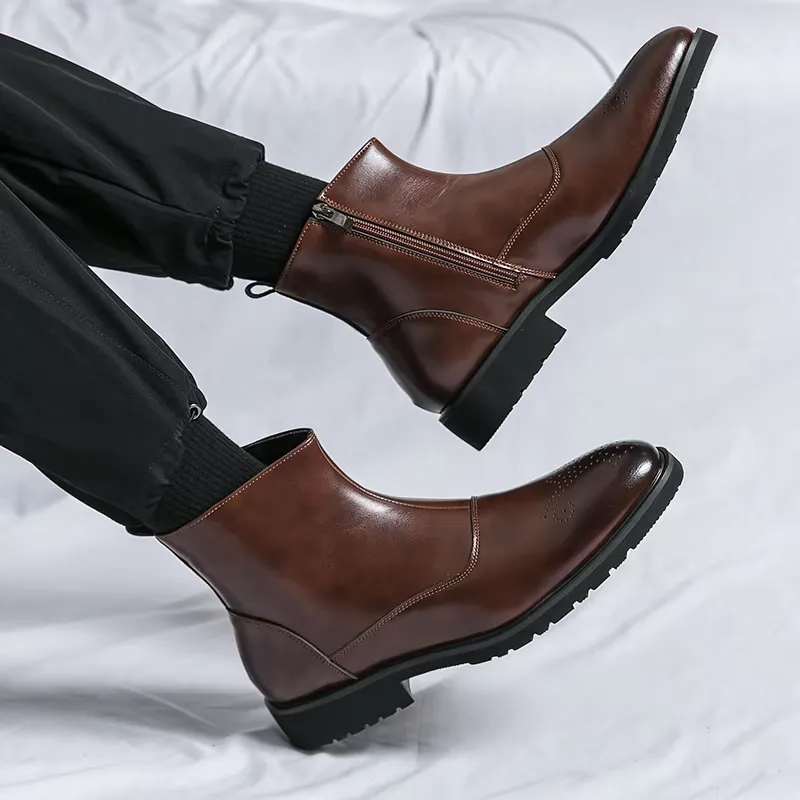 Men's Stylish Vegan Leather Oxford Boots with Zipper  | Eco-Friendly Materials