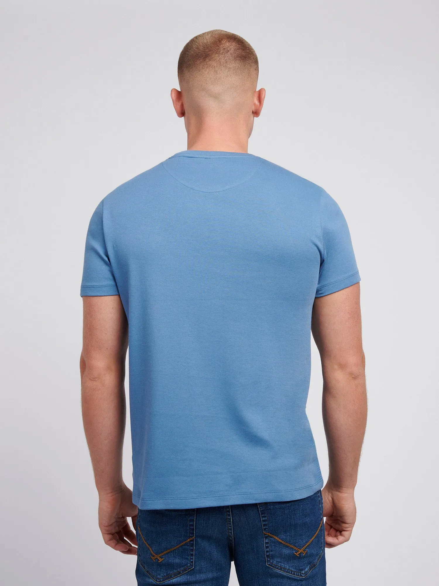 Mens Taped Interlock T-Shirt in Blue Horizon