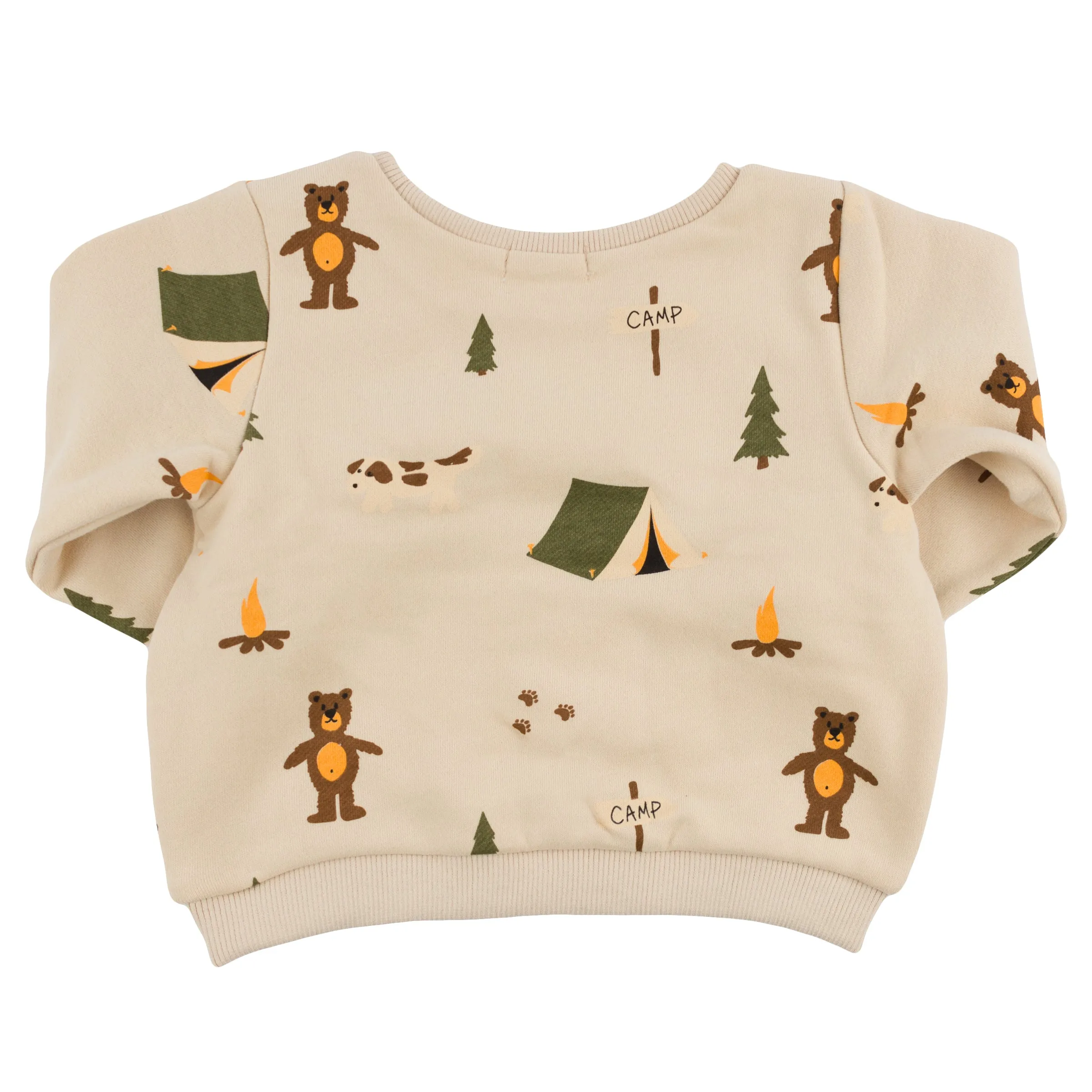 oh baby! Brooklyn Boxy Sweatshirt - Camping Print - Biscotti