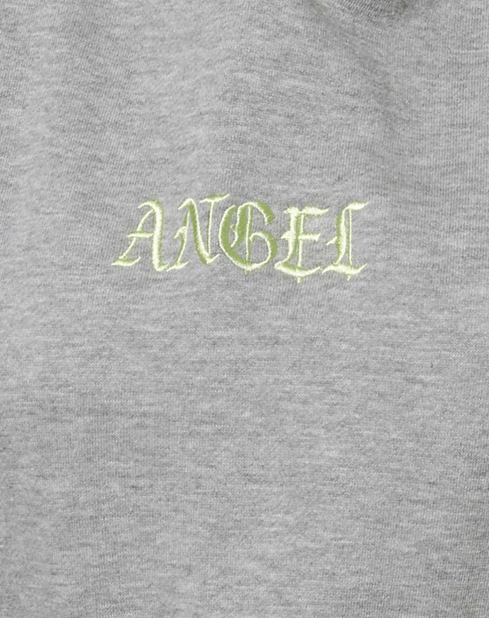 Oversize Hoody in Greymarl with 'Angel' Embro in Lemon