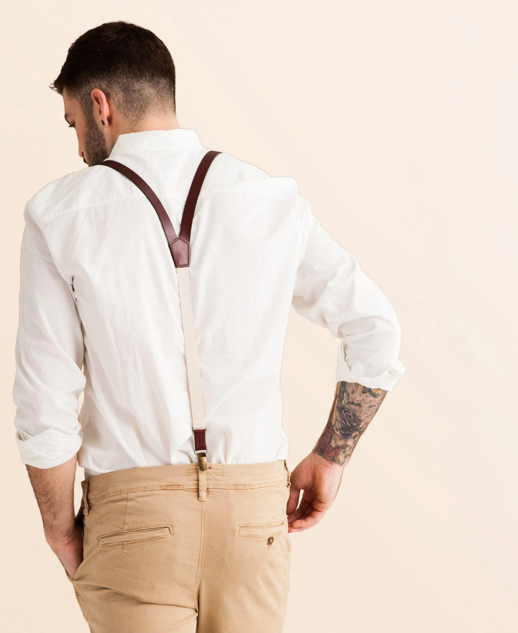 Oxblood - Brown Leather Suspenders