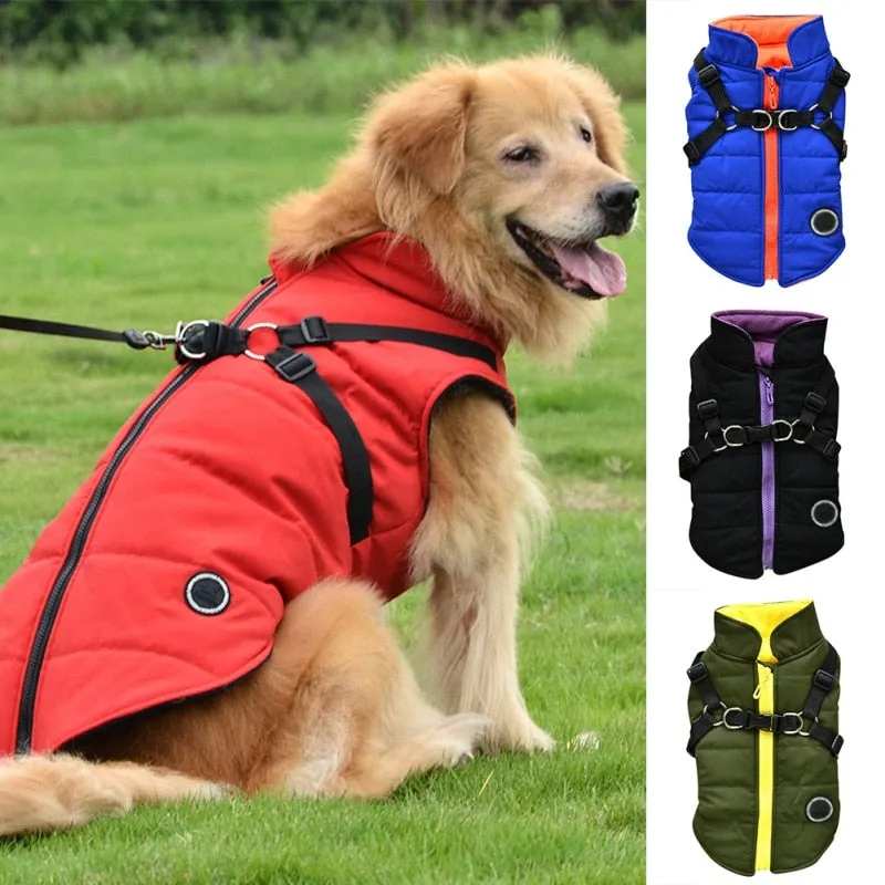 Pet Dog Winter Zipper Jacket With Buckle Waterproof Coat XS - 7XL Large