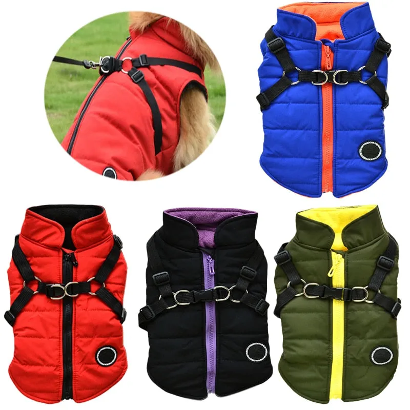 Pet Dog Winter Zipper Jacket With Buckle Waterproof Coat XS - 7XL Large