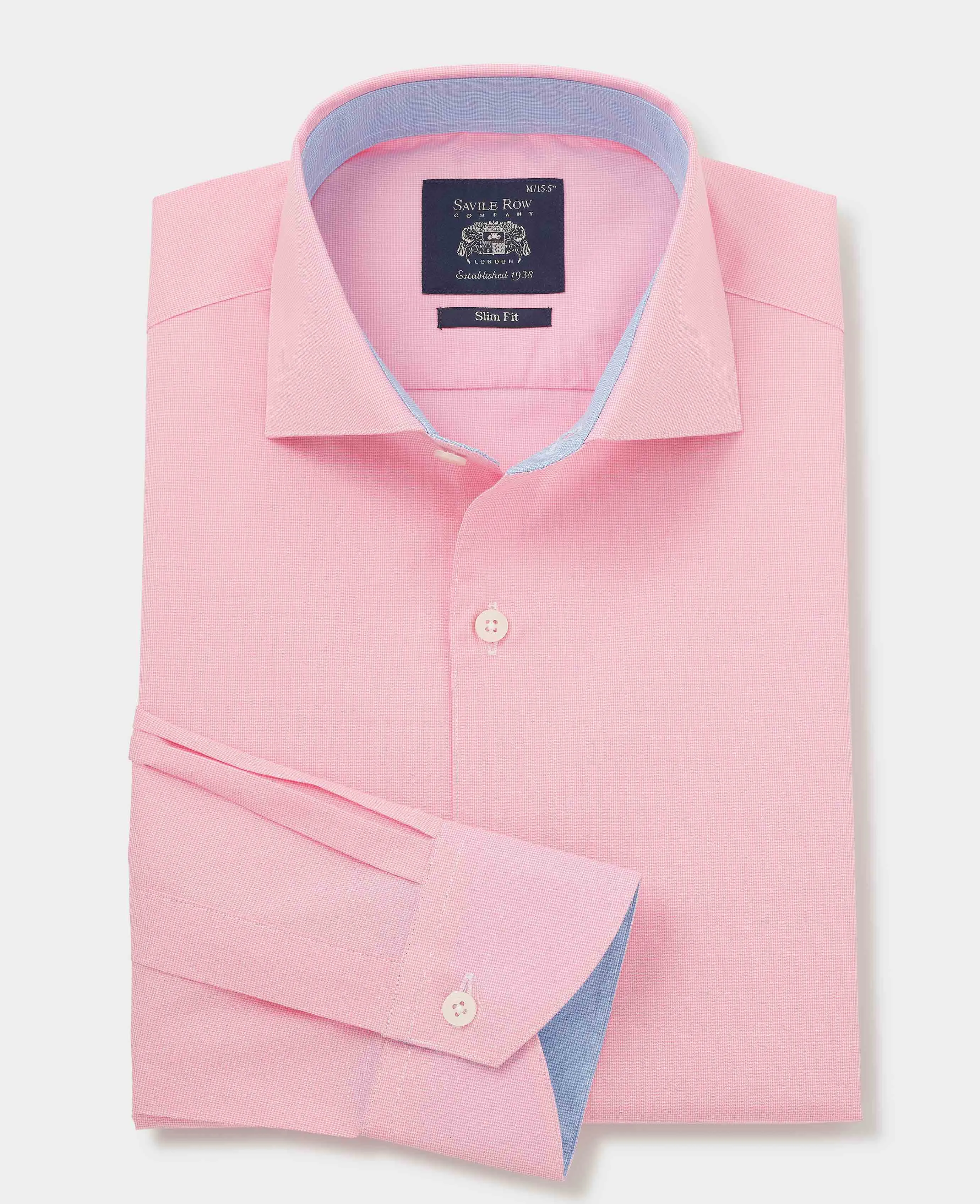 Pink Cotton Dobby Slim Fit Smart-Casual Shirt - Single Cuff