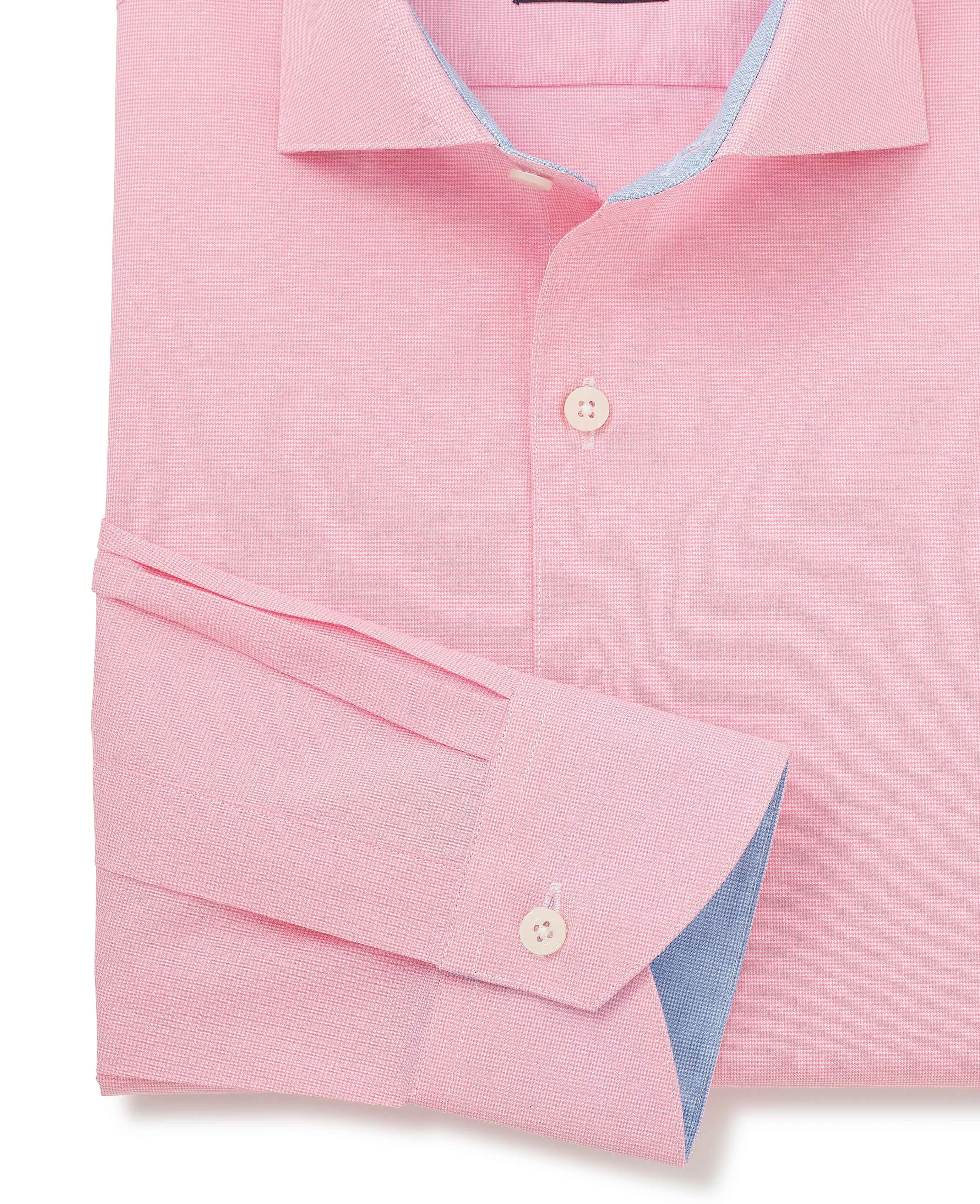 Pink Cotton Dobby Slim Fit Smart-Casual Shirt - Single Cuff