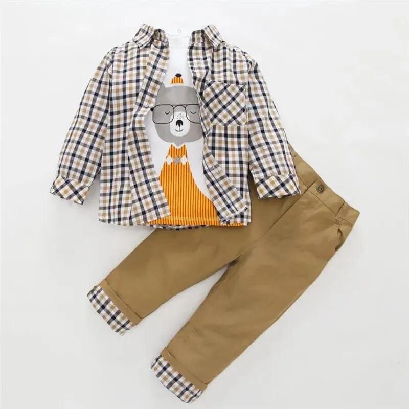 "David" 3 PC Boy's Casual Khaki Pant Set