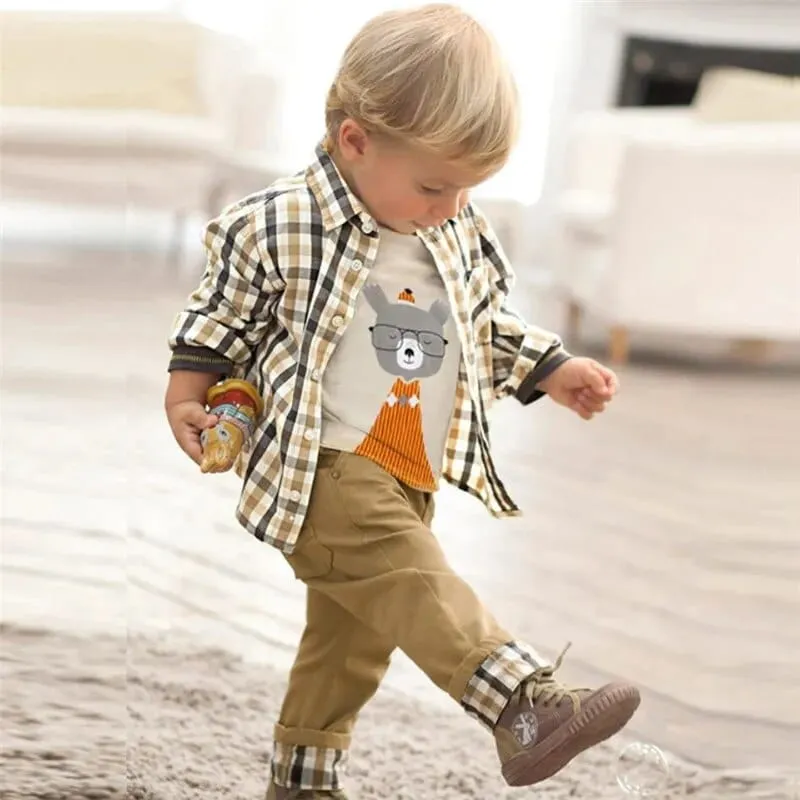 "David" 3 PC Boy's Casual Khaki Pant Set