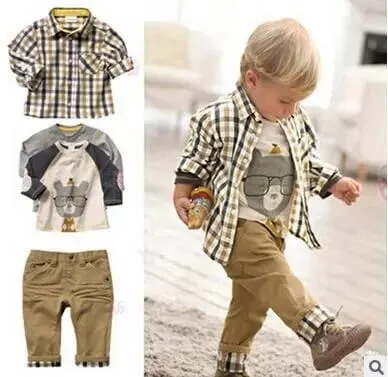 "David" 3 PC Boy's Casual Khaki Pant Set