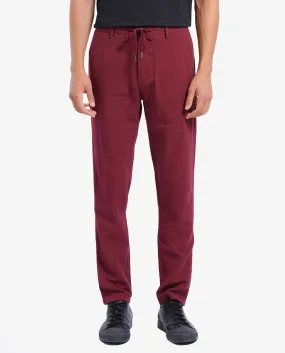 Rare Rabbit Men Pastor-3 Dark Maroon Drawstring Closure Plain Trouser