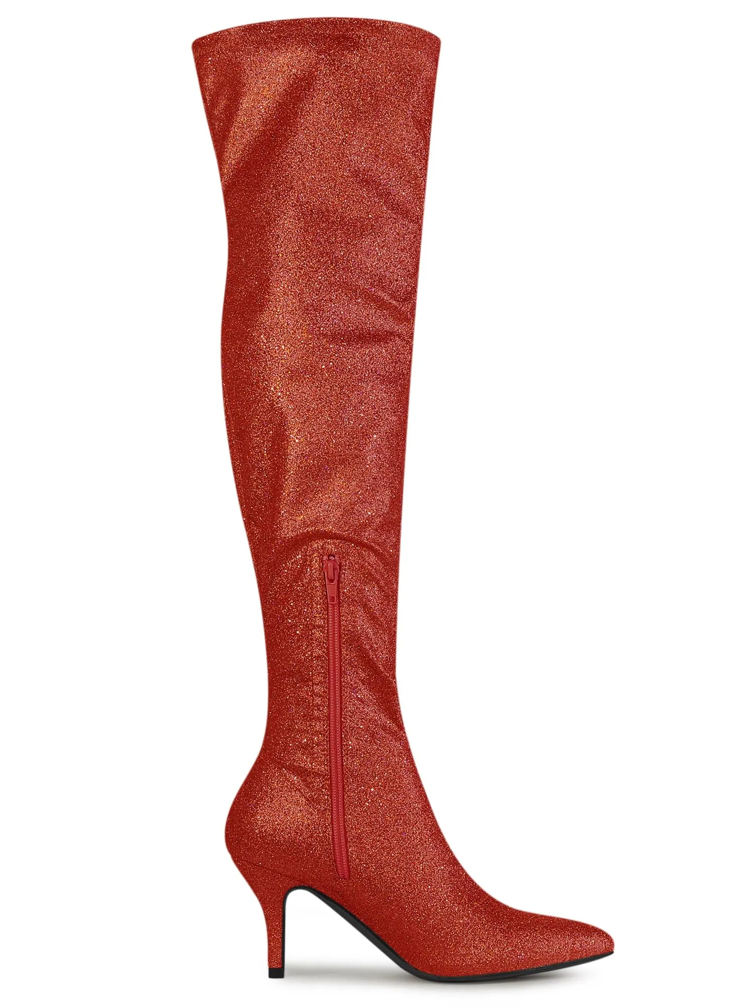 Red Stylish Glitter Over The Knee Boots