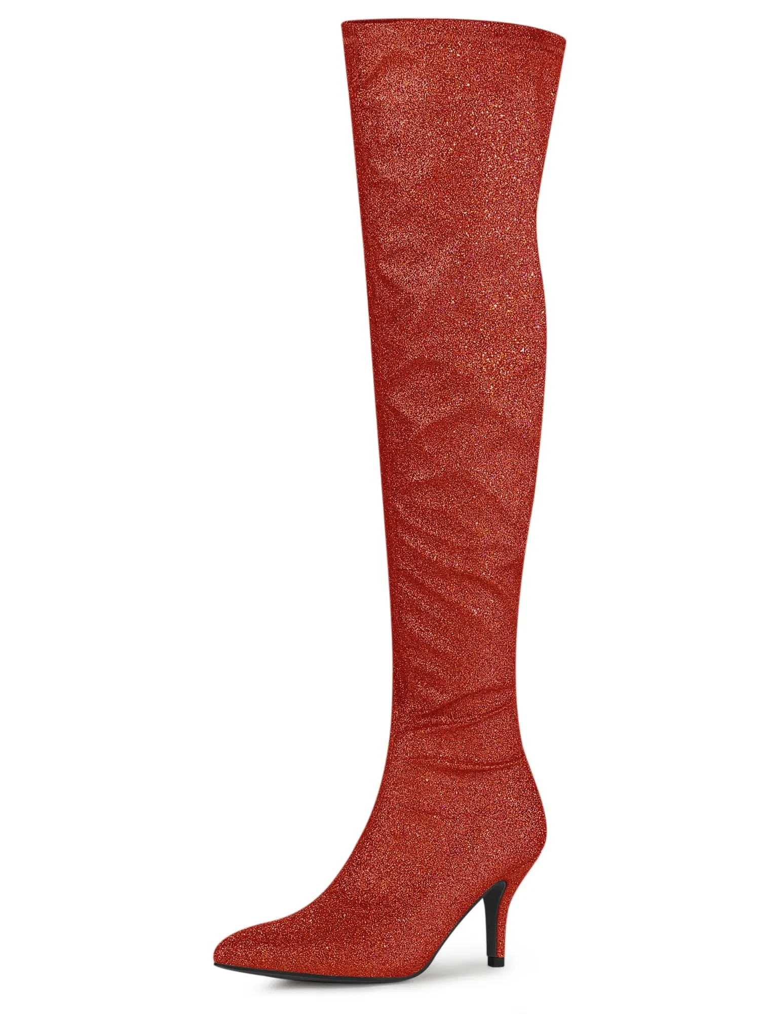 Red Stylish Glitter Over The Knee Boots