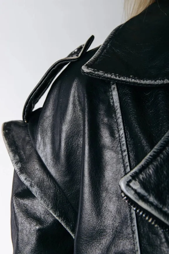 Saige Leather Biker Jacket | Black