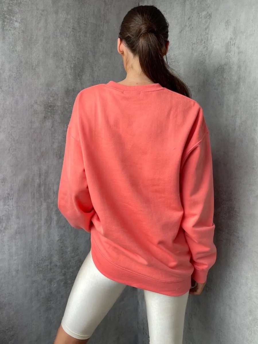 Simonne Plain Sweatshirt Jumper In Coral